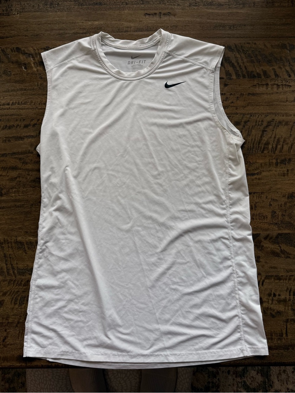 Nike Dri-FIT White Sleeveless Training Shirt Men’s Large Athletic Workout Top
